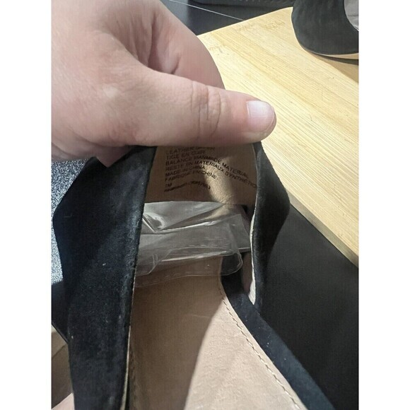 Women's Halogen Slide Flip Flops Heels Sandals Shoes Size 7 Black Suede - Picture 6 of 7